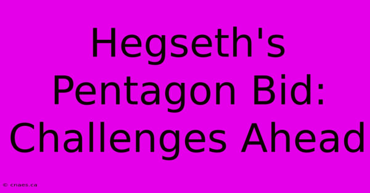 Hegseth's Pentagon Bid: Challenges Ahead