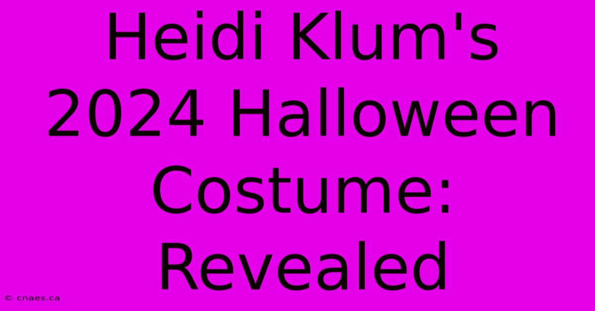 Heidi Klum's 2024 Halloween Costume: Revealed