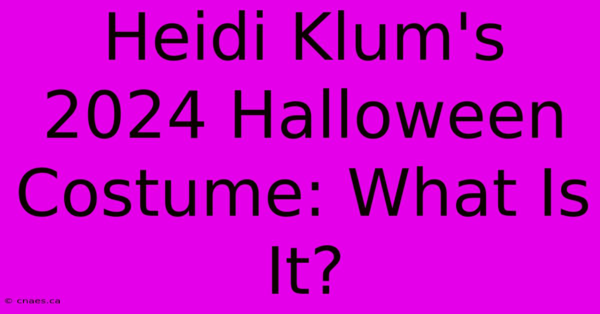 Heidi Klum's 2024 Halloween Costume: What Is It?