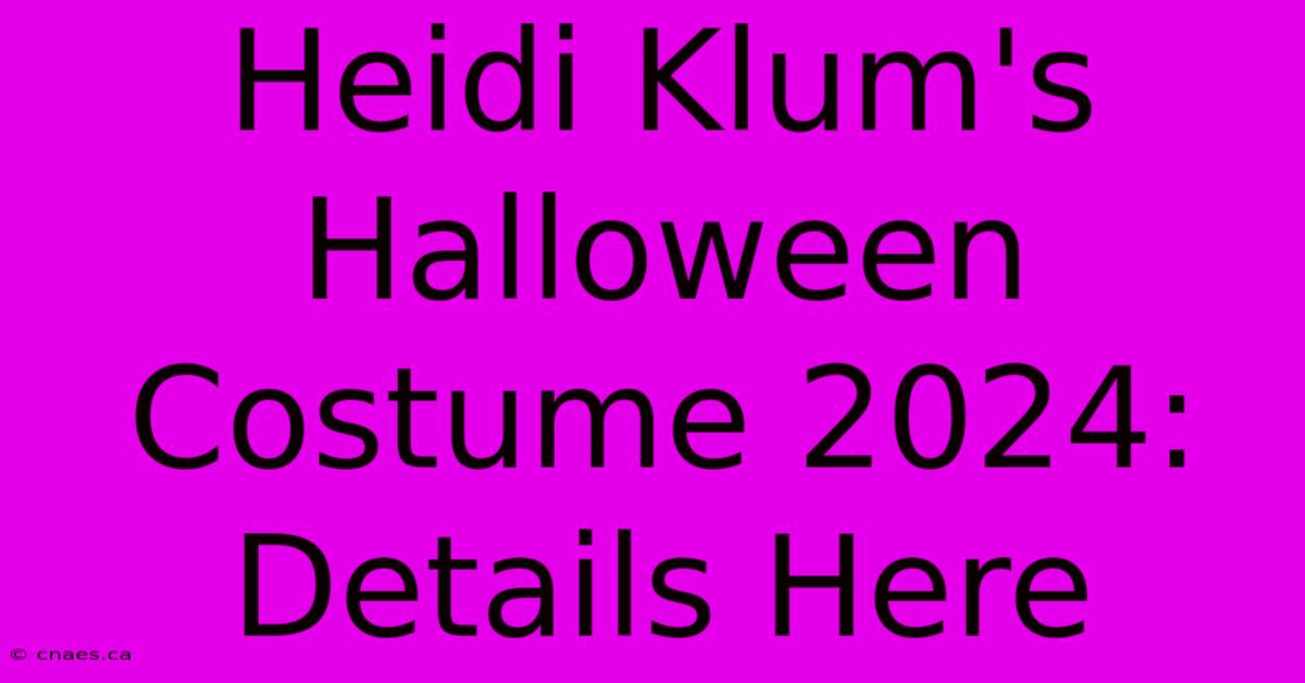 Heidi Klum's Halloween Costume 2024: Details Here 