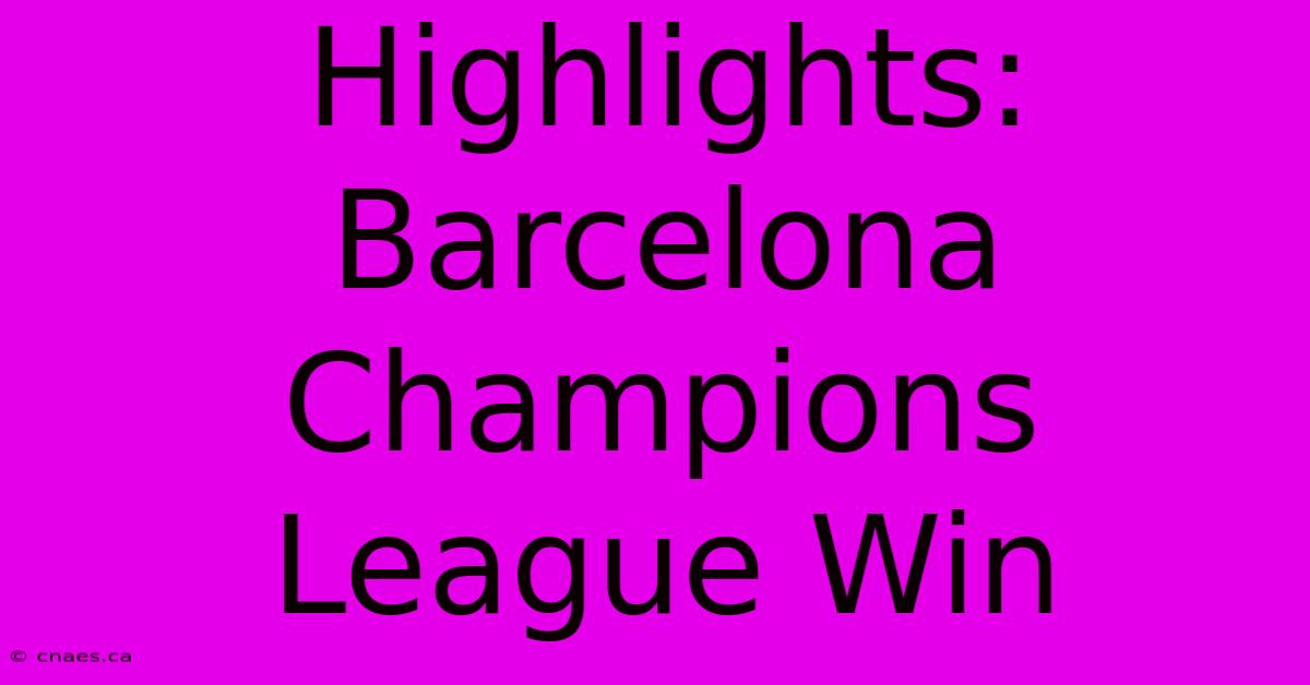 Highlights: Barcelona Champions League Win