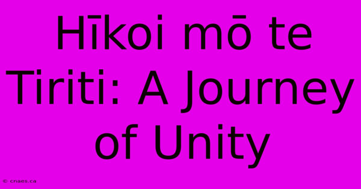 Hīkoi Mō Te Tiriti: A Journey Of Unity