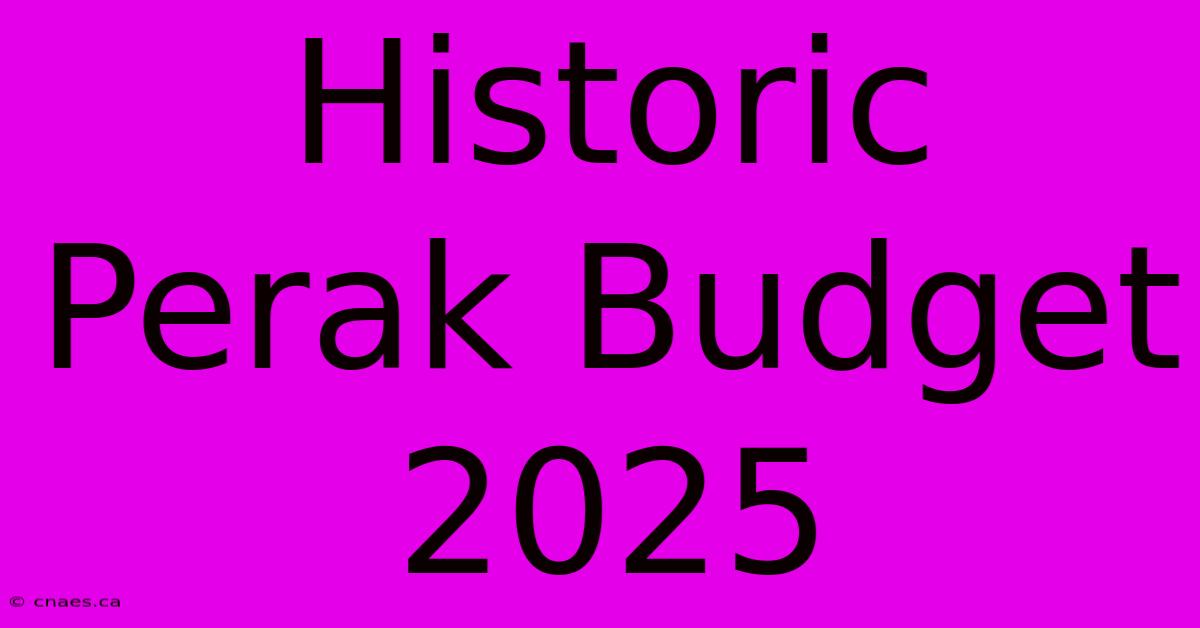 Historic Perak Budget 2025