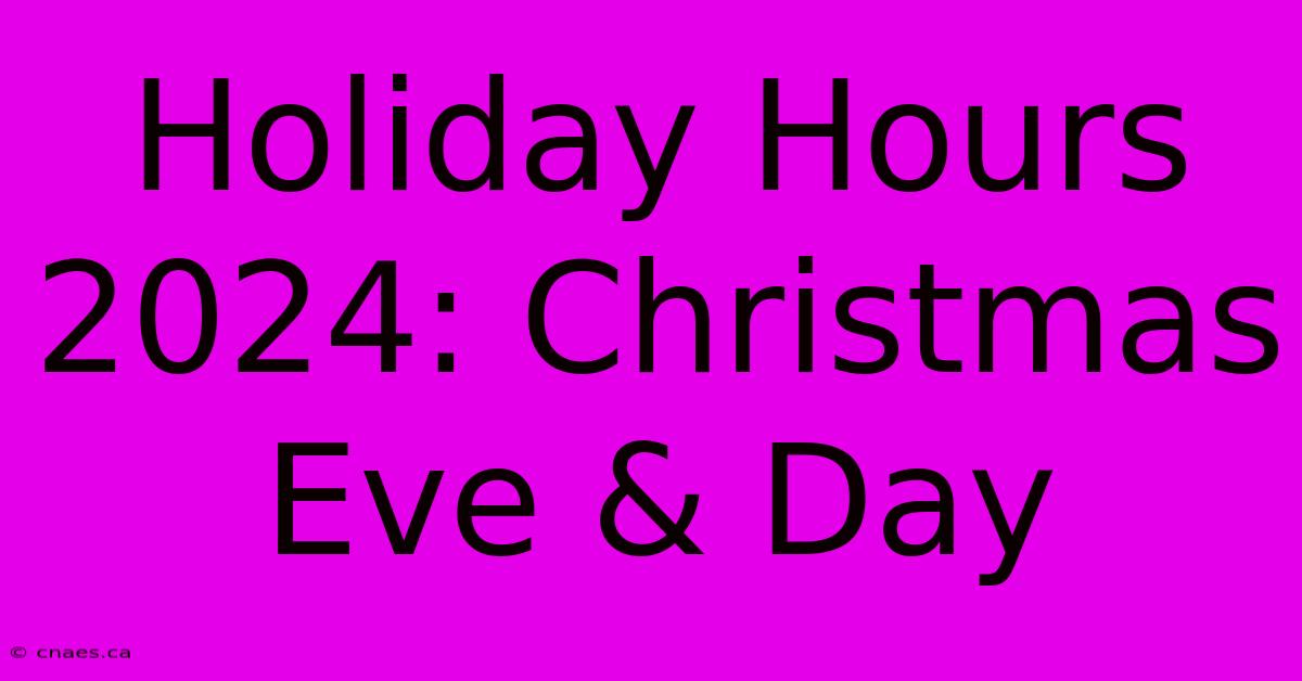 Holiday Hours 2024: Christmas Eve & Day