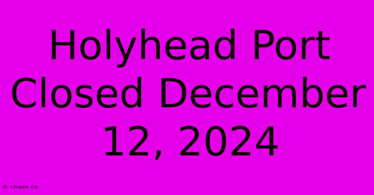 Holyhead Port Closed December 12, 2024