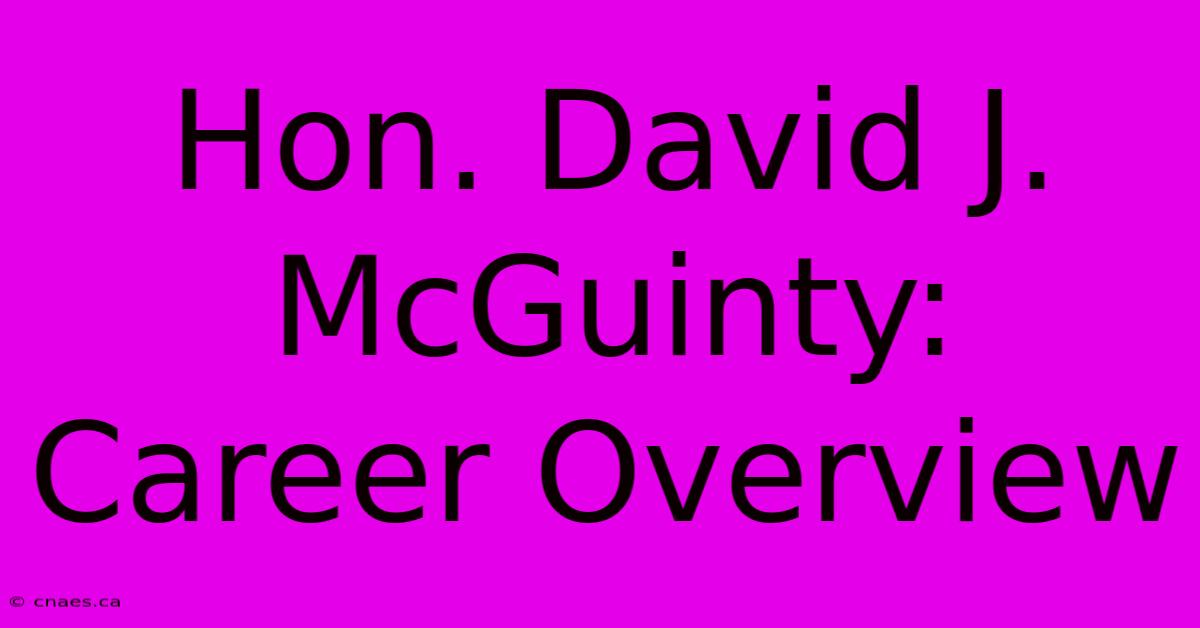 Hon. David J. McGuinty: Career Overview