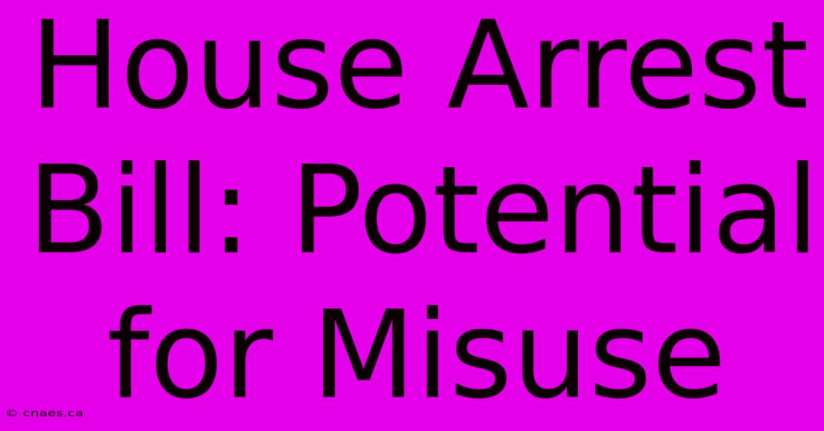 House Arrest Bill: Potential For Misuse