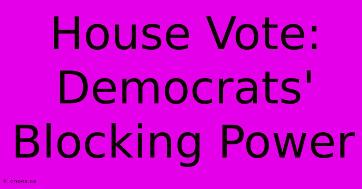 House Vote: Democrats' Blocking Power