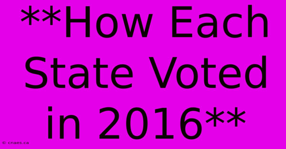 **How Each State Voted In 2016**