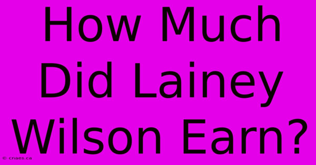 How Much Did Lainey Wilson Earn?