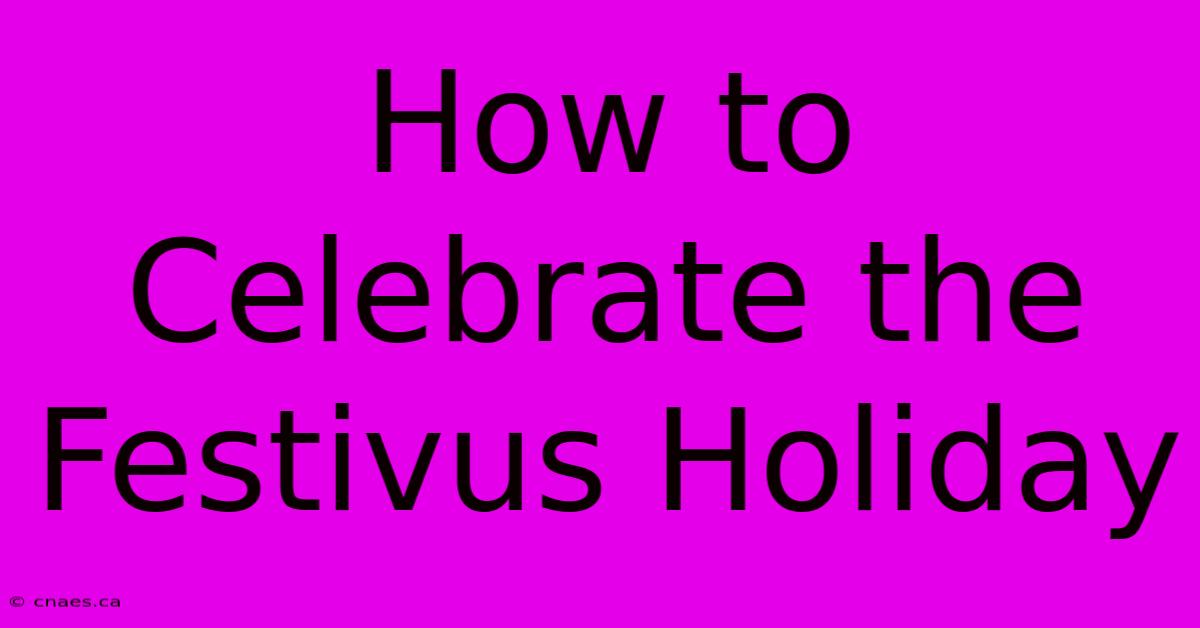 How To Celebrate The Festivus Holiday