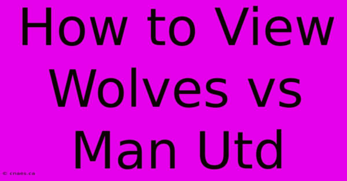 How To View Wolves Vs Man Utd