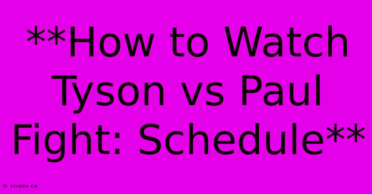 **How To Watch Tyson Vs Paul Fight: Schedule** 