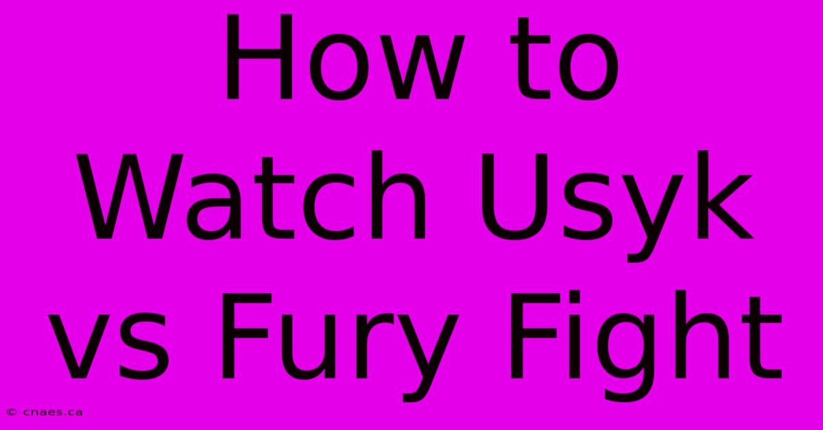 How To Watch Usyk Vs Fury Fight