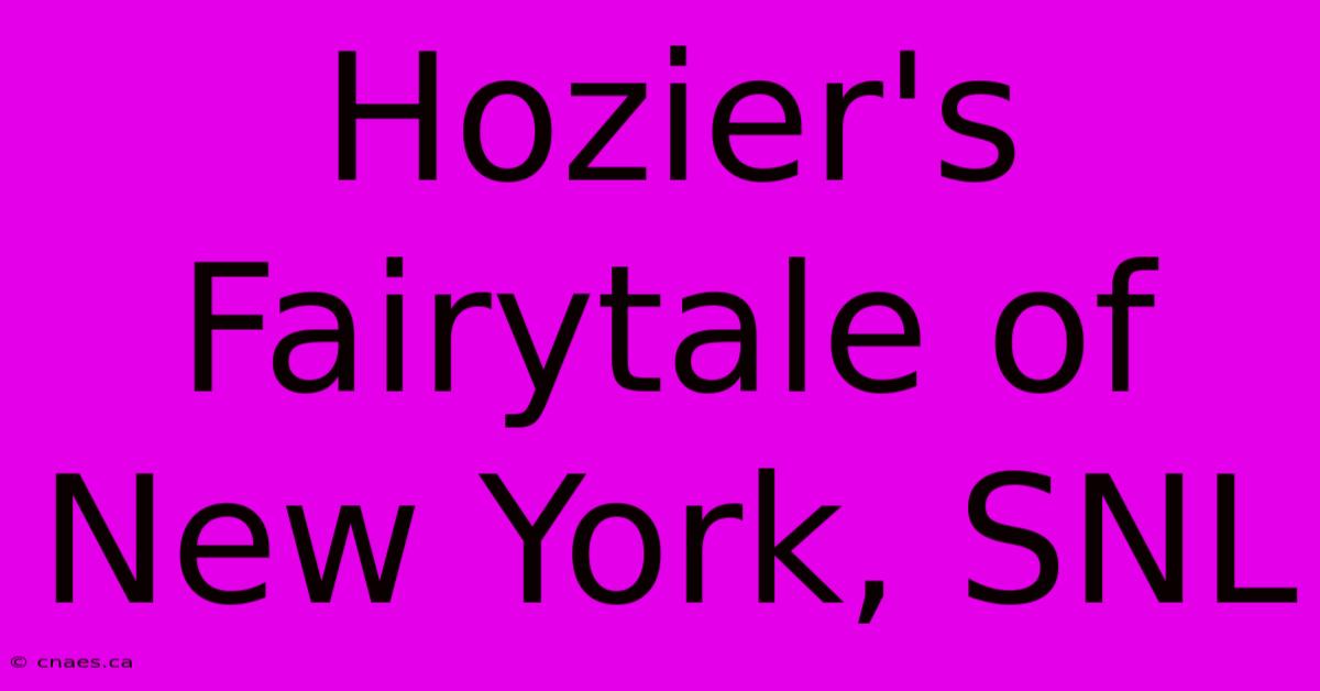 Hozier's Fairytale Of New York, SNL