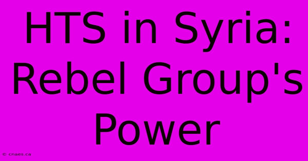 HTS In Syria: Rebel Group's Power