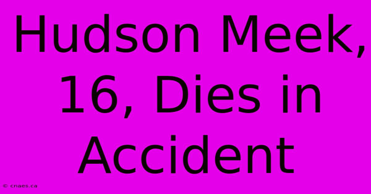 Hudson Meek, 16, Dies In Accident