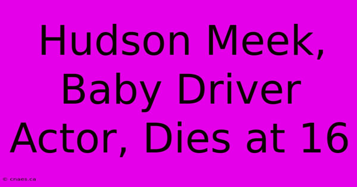 Hudson Meek, Baby Driver Actor, Dies At 16