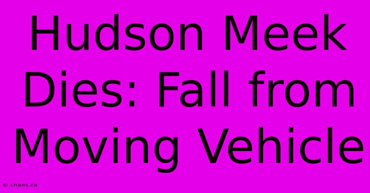 Hudson Meek Dies: Fall From Moving Vehicle