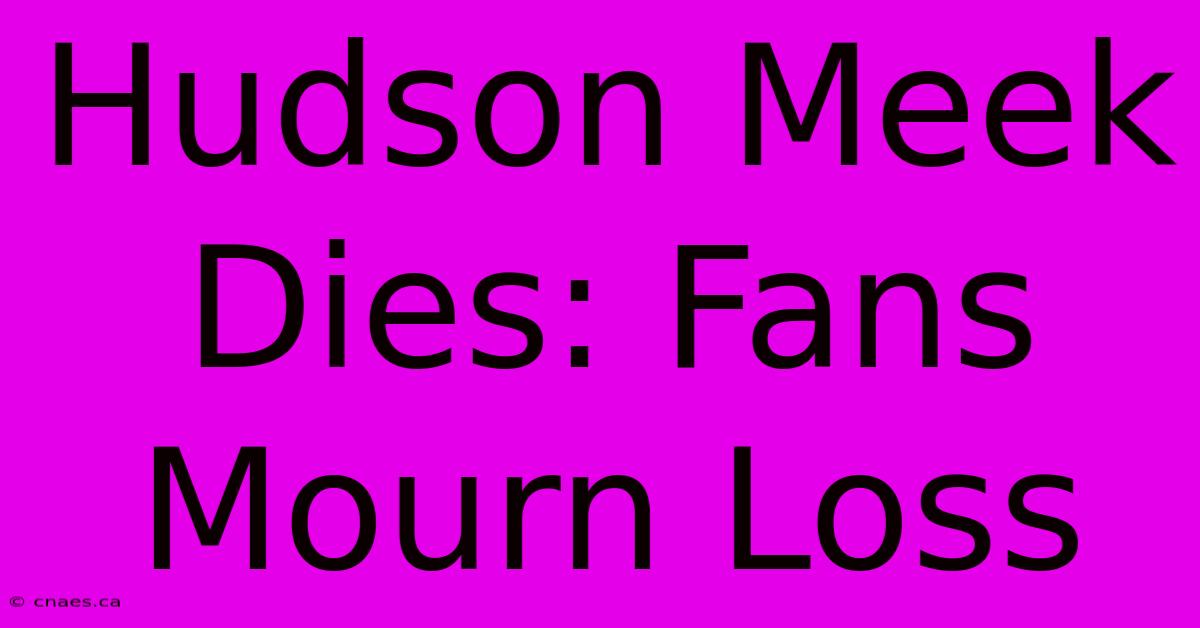 Hudson Meek Dies: Fans Mourn Loss