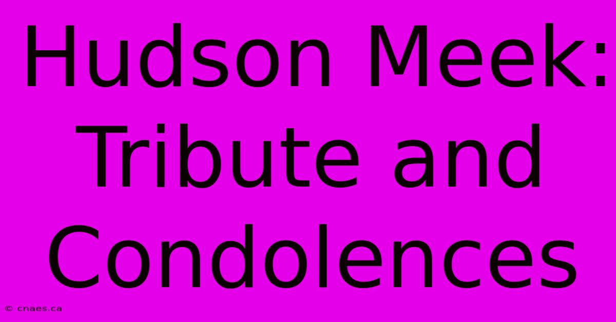 Hudson Meek:  Tribute And Condolences