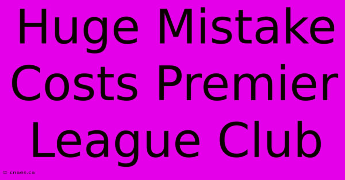 Huge Mistake Costs Premier League Club