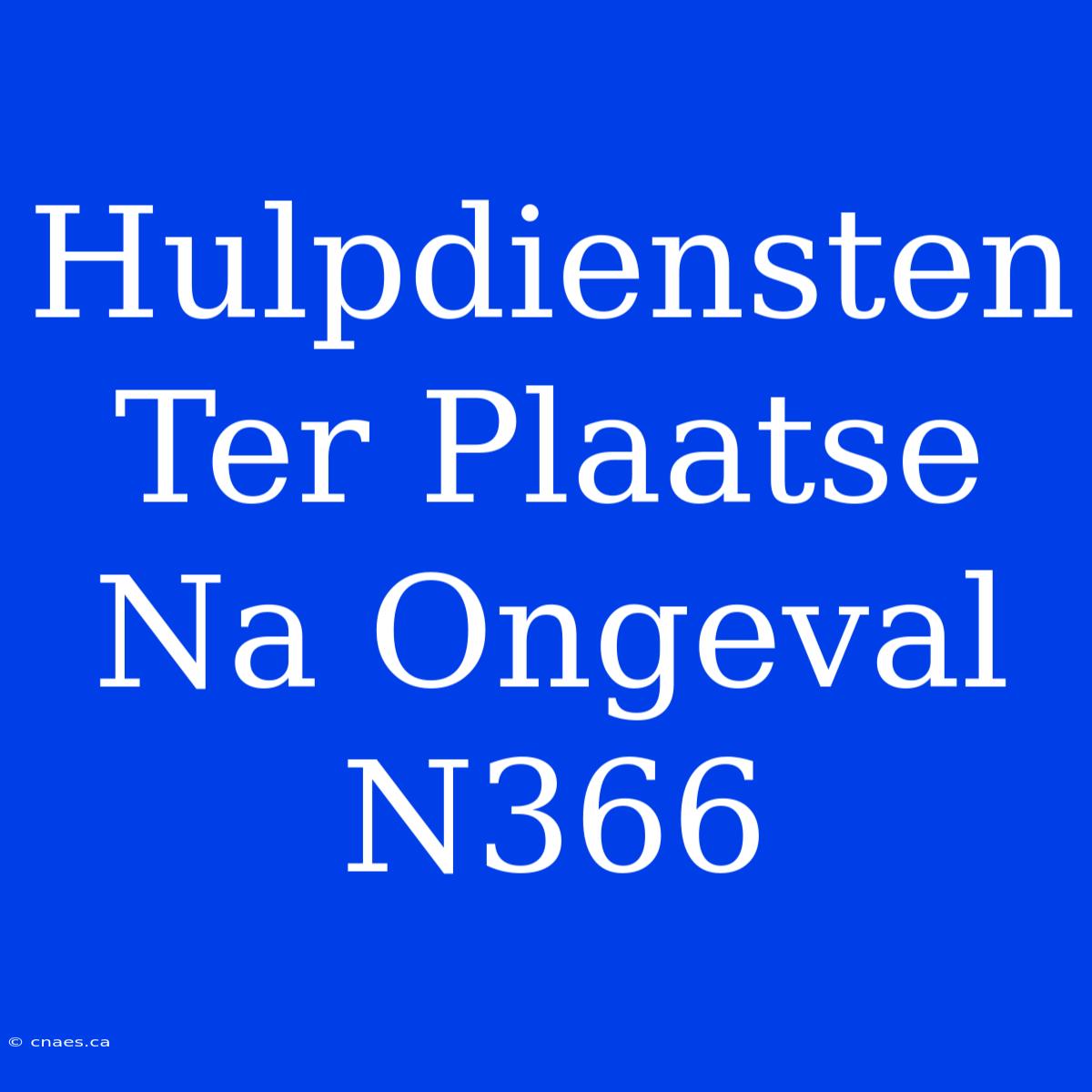 Hulpdiensten Ter Plaatse Na Ongeval N366