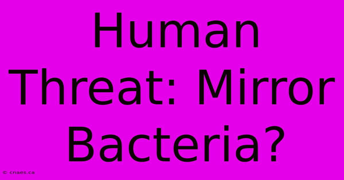 Human Threat: Mirror Bacteria?