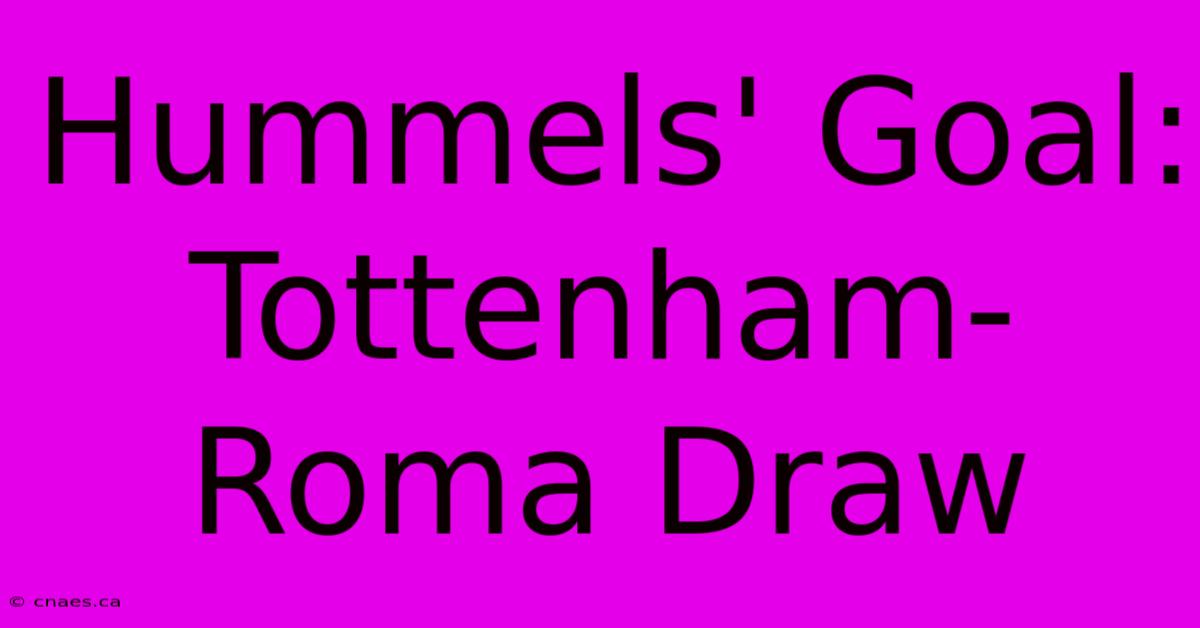 Hummels' Goal: Tottenham-Roma Draw