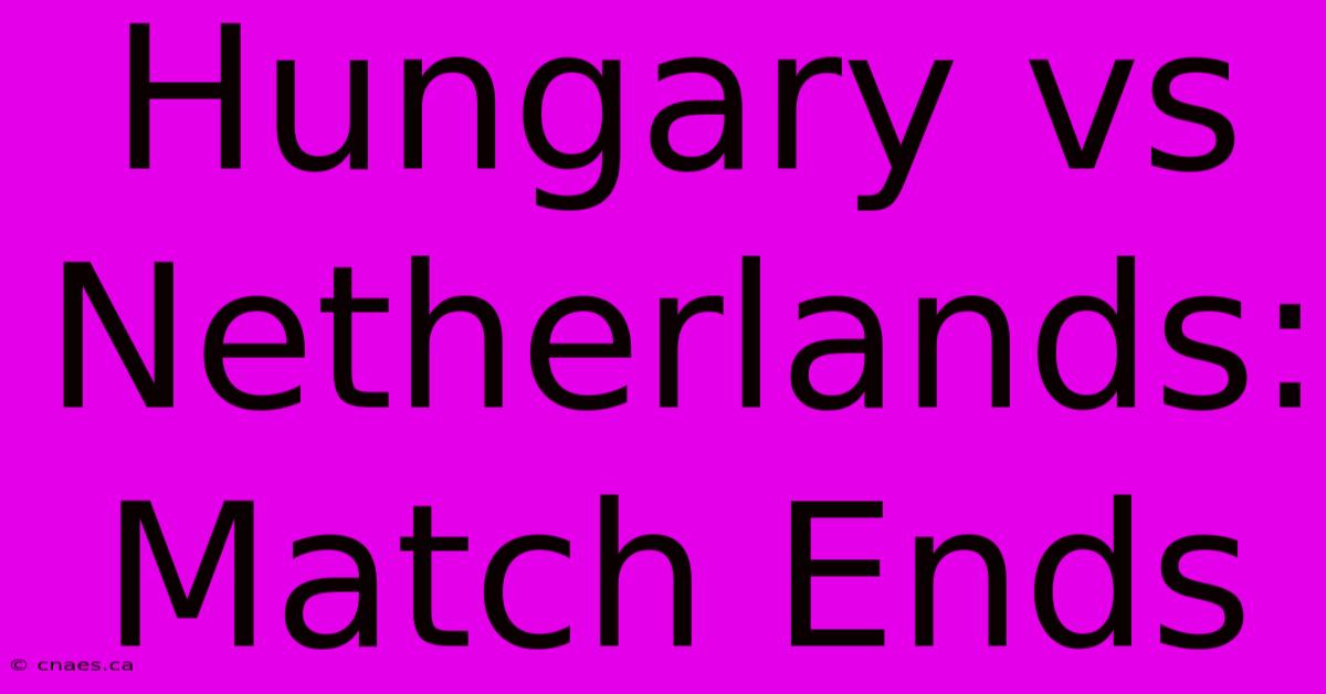 Hungary Vs Netherlands: Match Ends