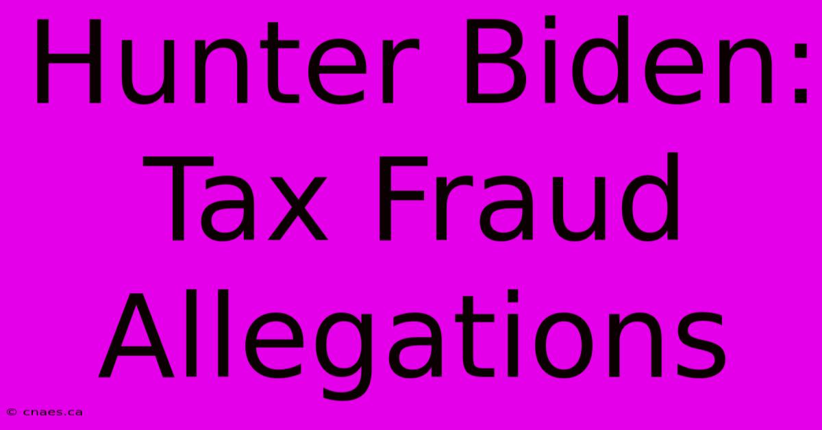 Hunter Biden: Tax Fraud Allegations