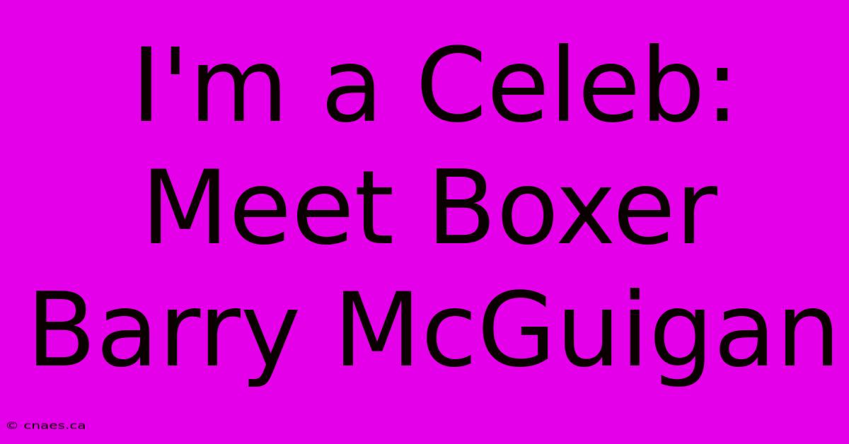 I'm A Celeb: Meet Boxer Barry McGuigan