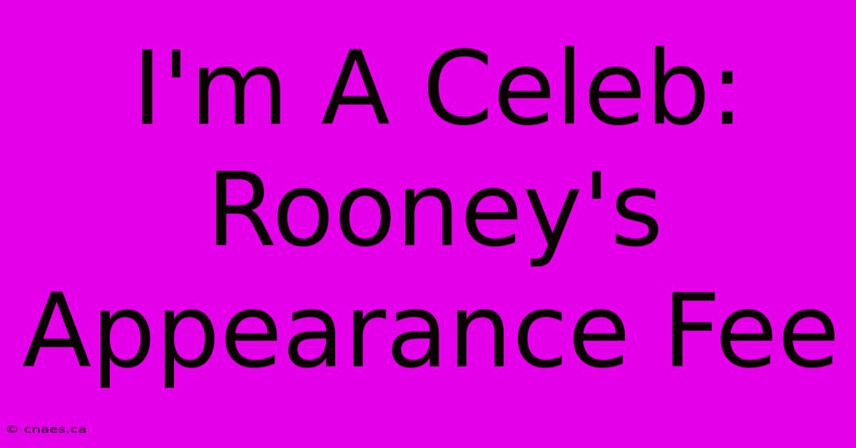 I'm A Celeb: Rooney's Appearance Fee 