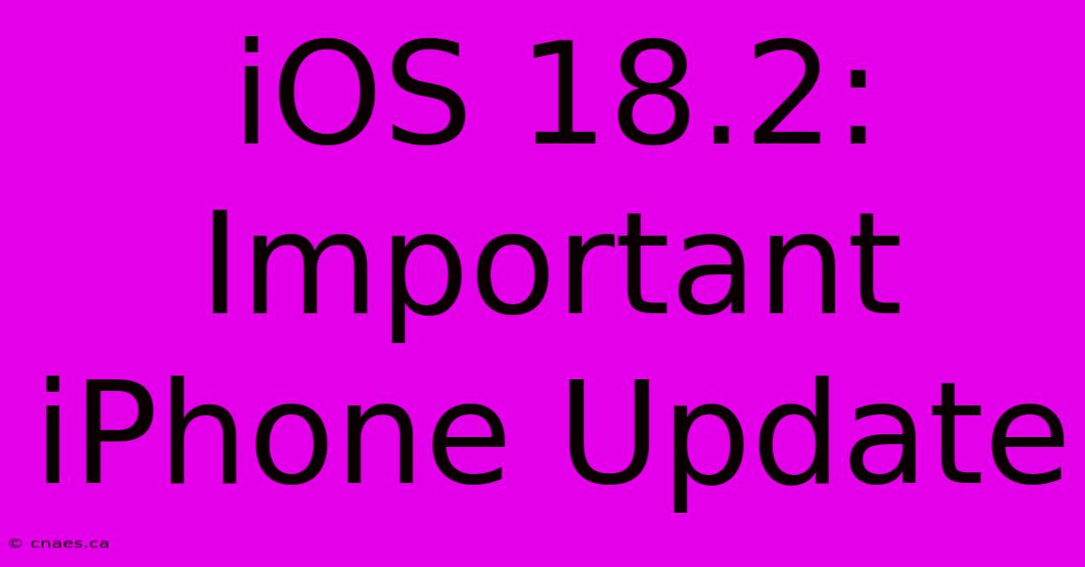 IOS 18.2: Important IPhone Update