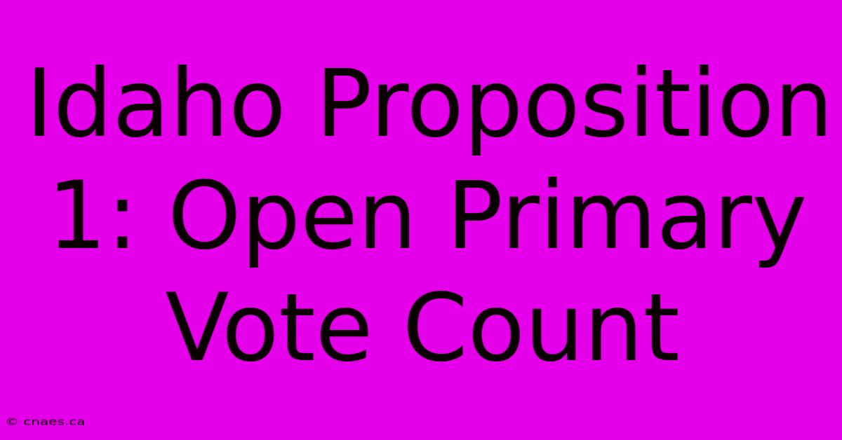 Idaho Proposition 1: Open Primary Vote Count