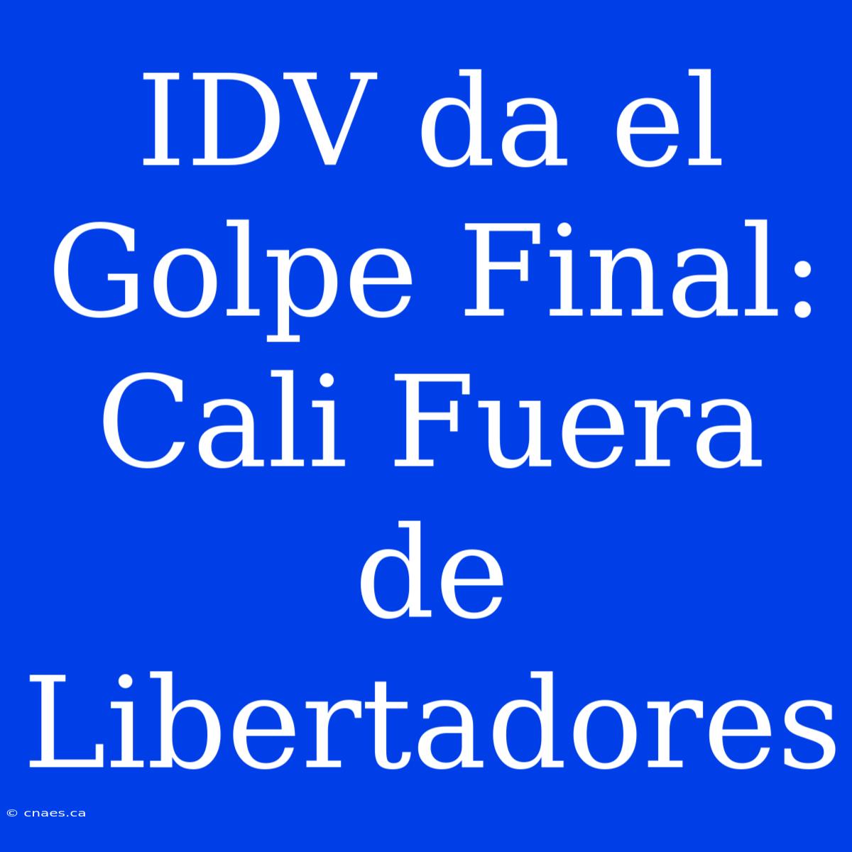 IDV Da El Golpe Final: Cali Fuera De Libertadores