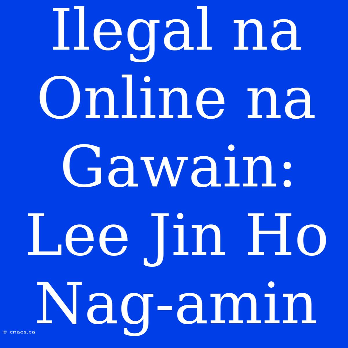 Ilegal Na Online Na Gawain: Lee Jin Ho Nag-amin