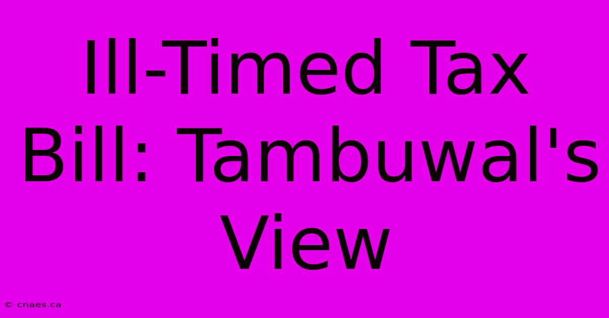 Ill-Timed Tax Bill: Tambuwal's View