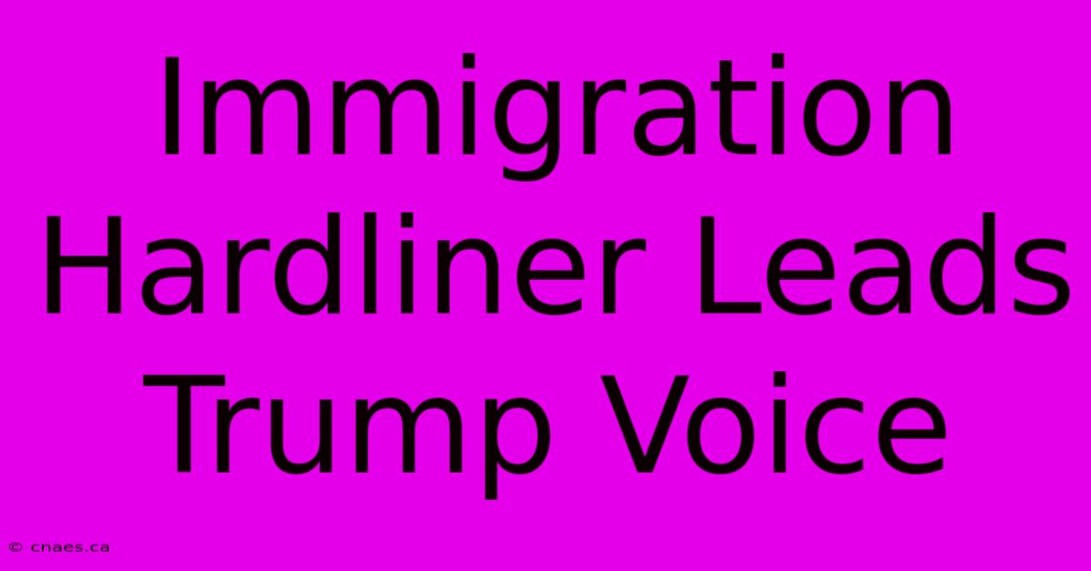 Immigration Hardliner Leads Trump Voice