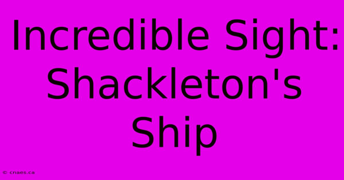 Incredible Sight: Shackleton's Ship