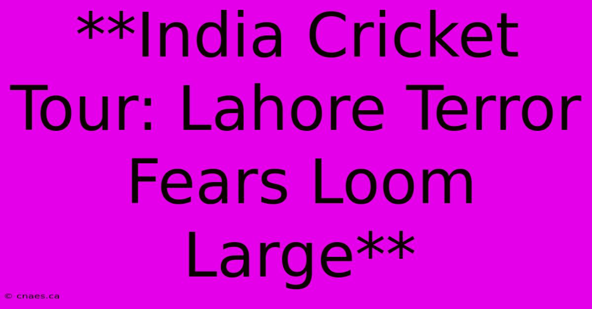 **India Cricket Tour: Lahore Terror Fears Loom Large**