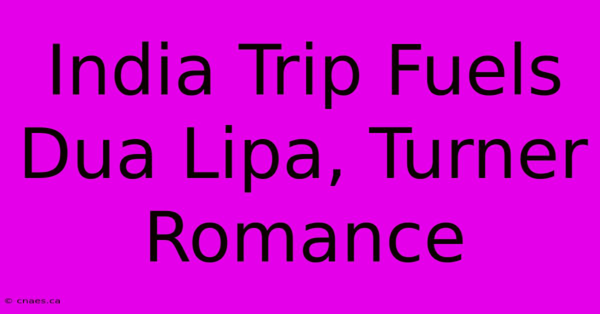 India Trip Fuels Dua Lipa, Turner Romance