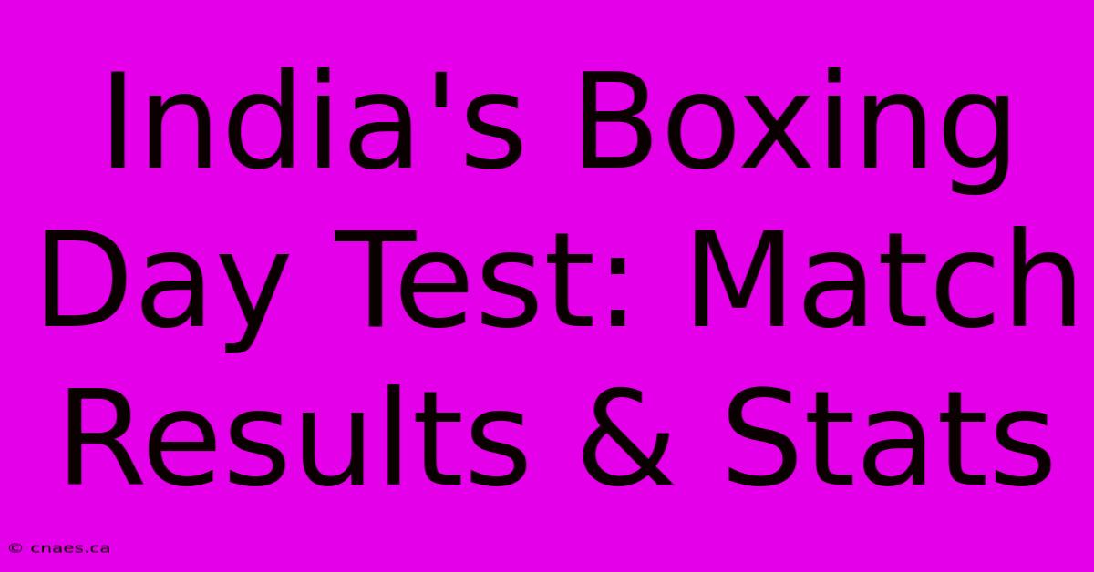 India's Boxing Day Test: Match Results & Stats