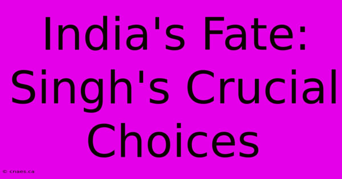 India's Fate: Singh's Crucial Choices