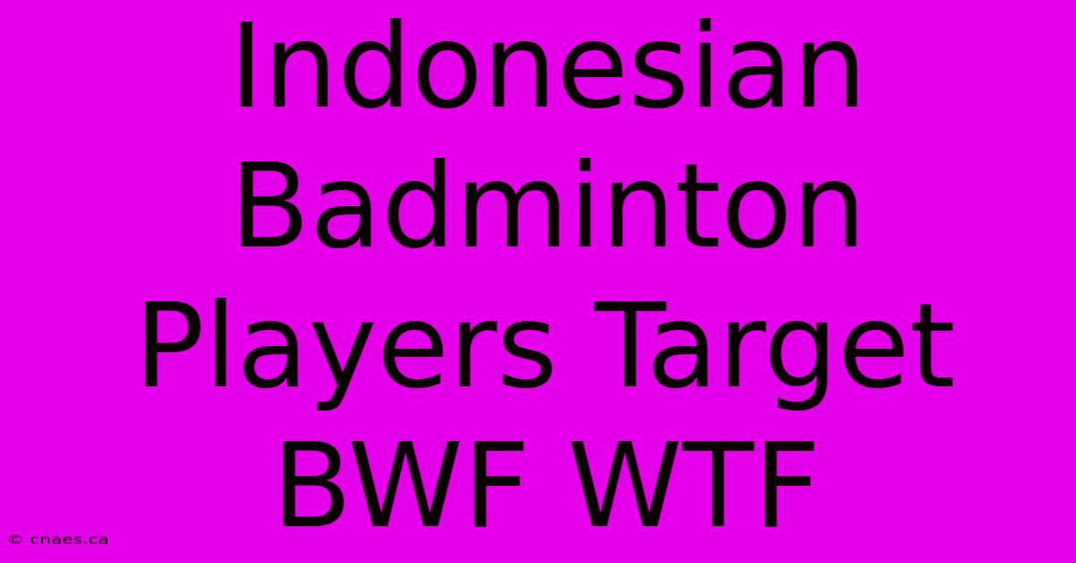 Indonesian Badminton Players Target BWF WTF