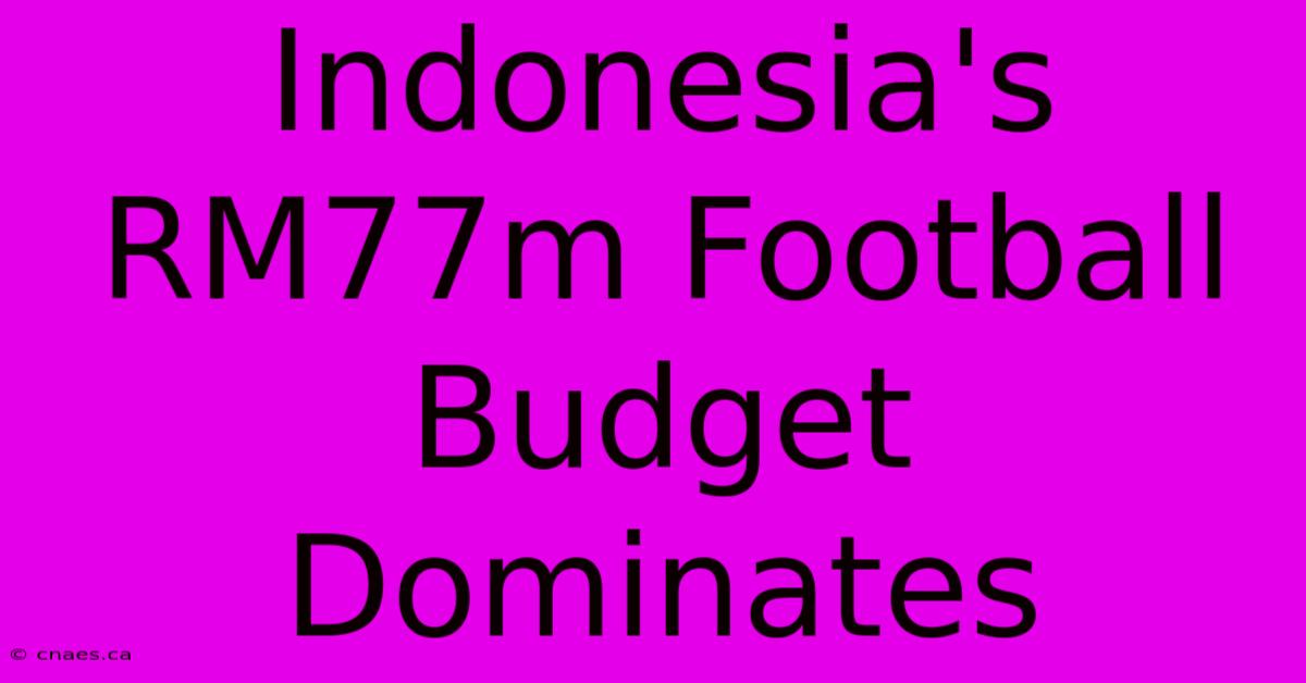 Indonesia's RM77m Football Budget Dominates