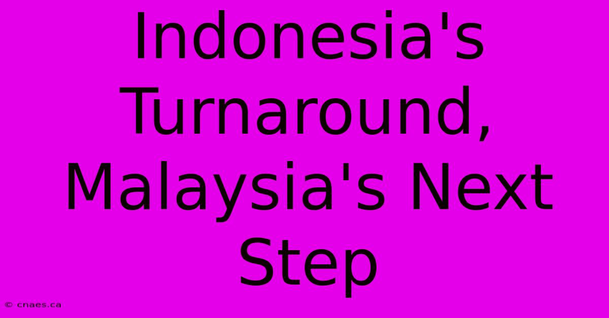 Indonesia's Turnaround, Malaysia's Next Step