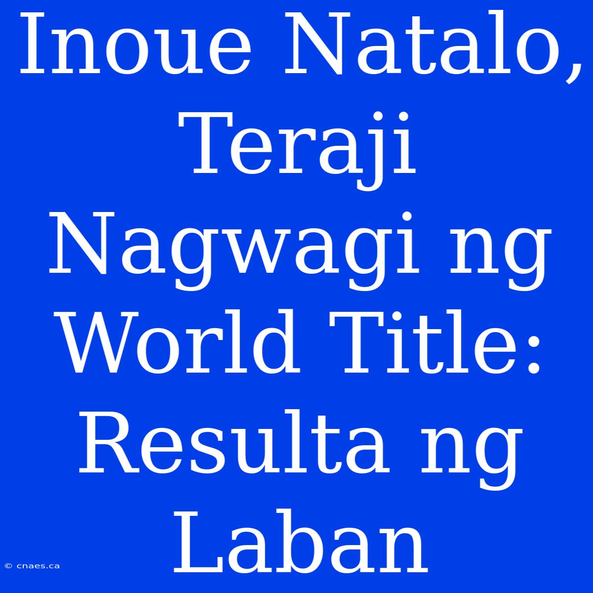 Inoue Natalo, Teraji Nagwagi Ng World Title: Resulta Ng Laban