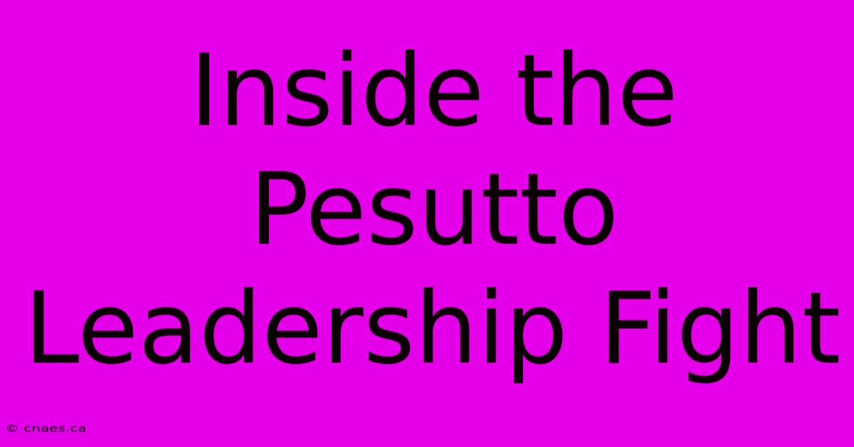 Inside The Pesutto Leadership Fight