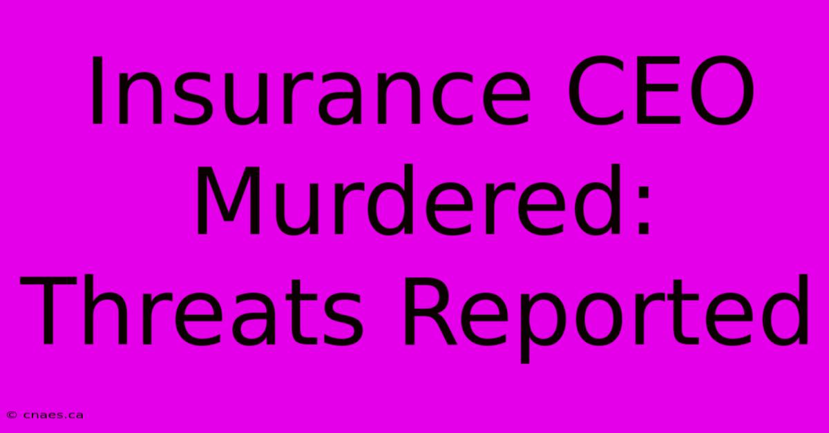 Insurance CEO Murdered: Threats Reported